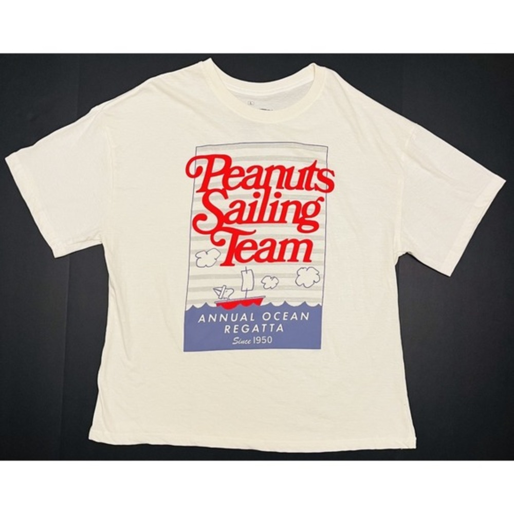 Ripple‎ Junction Peanuts Sailing Team Graphic Print Womens Large White Shirt New